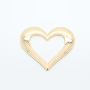 Gran hebilla de conexión en forma de corazón de metal dorado