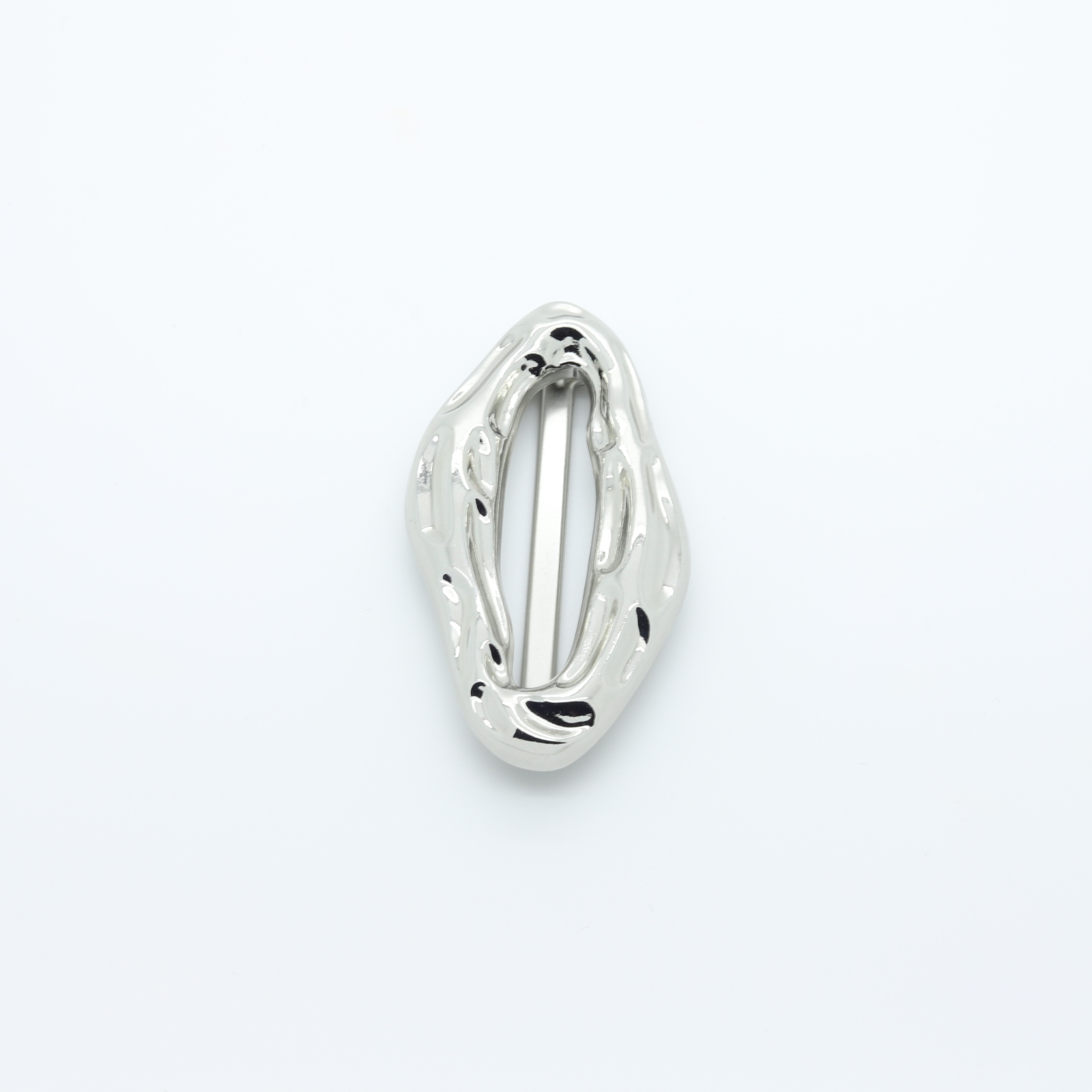 Large oval-shaped silver-plated metal loop