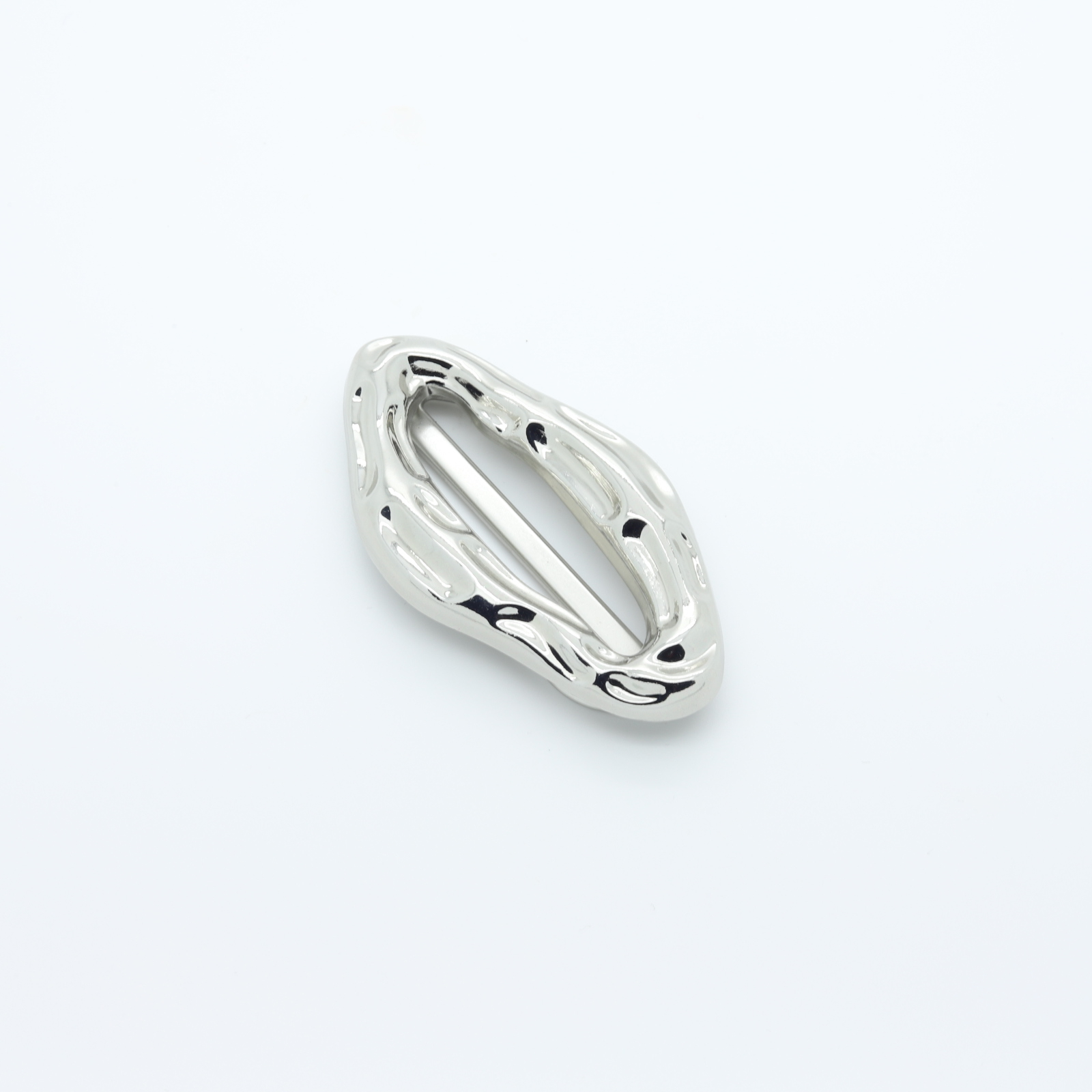 Large oval-shaped silver-plated metal loop