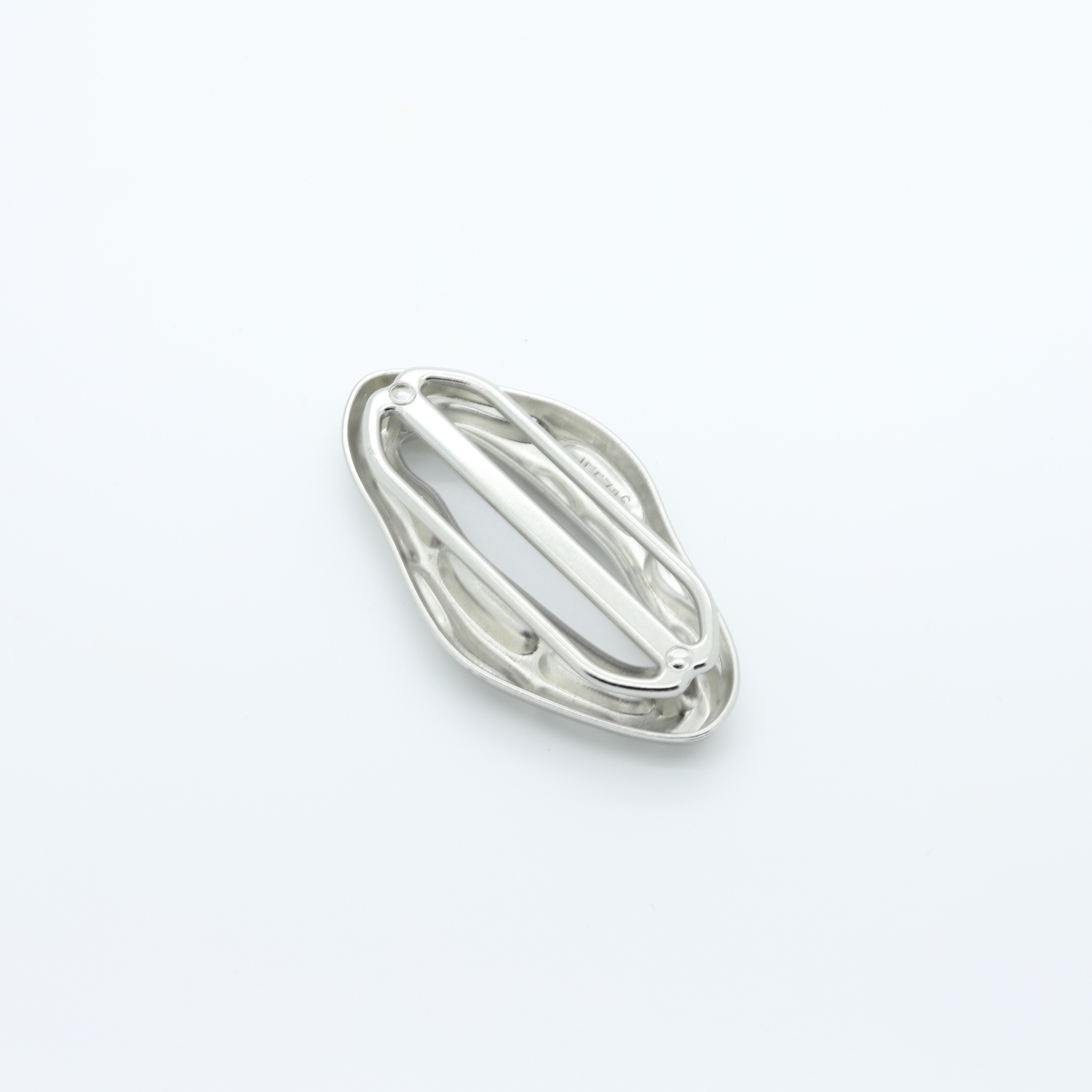 Large oval-shaped silver-plated metal loop