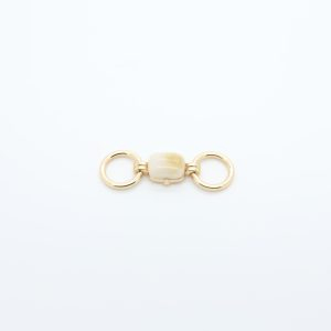 Conector de metal dorado con dos bucles - Piedra natural blanca en el centro