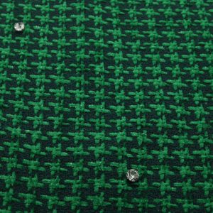Tissu maille jacquard pied-de-poule vert
