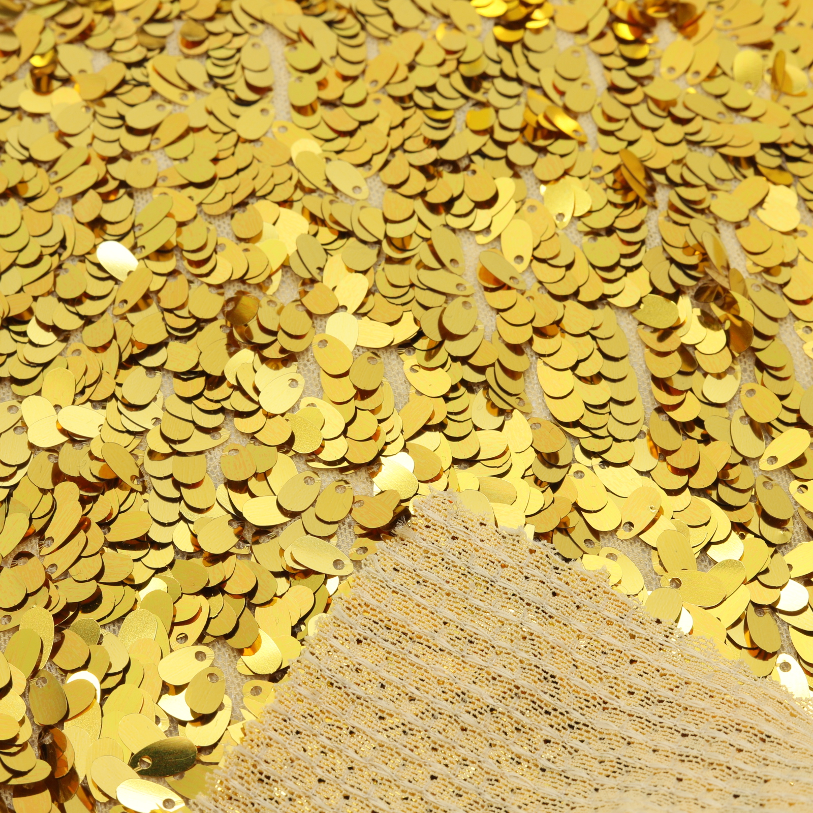 Tissu stretch à sequins or