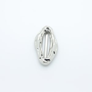 Large oval-shaped silver-plated metal loop