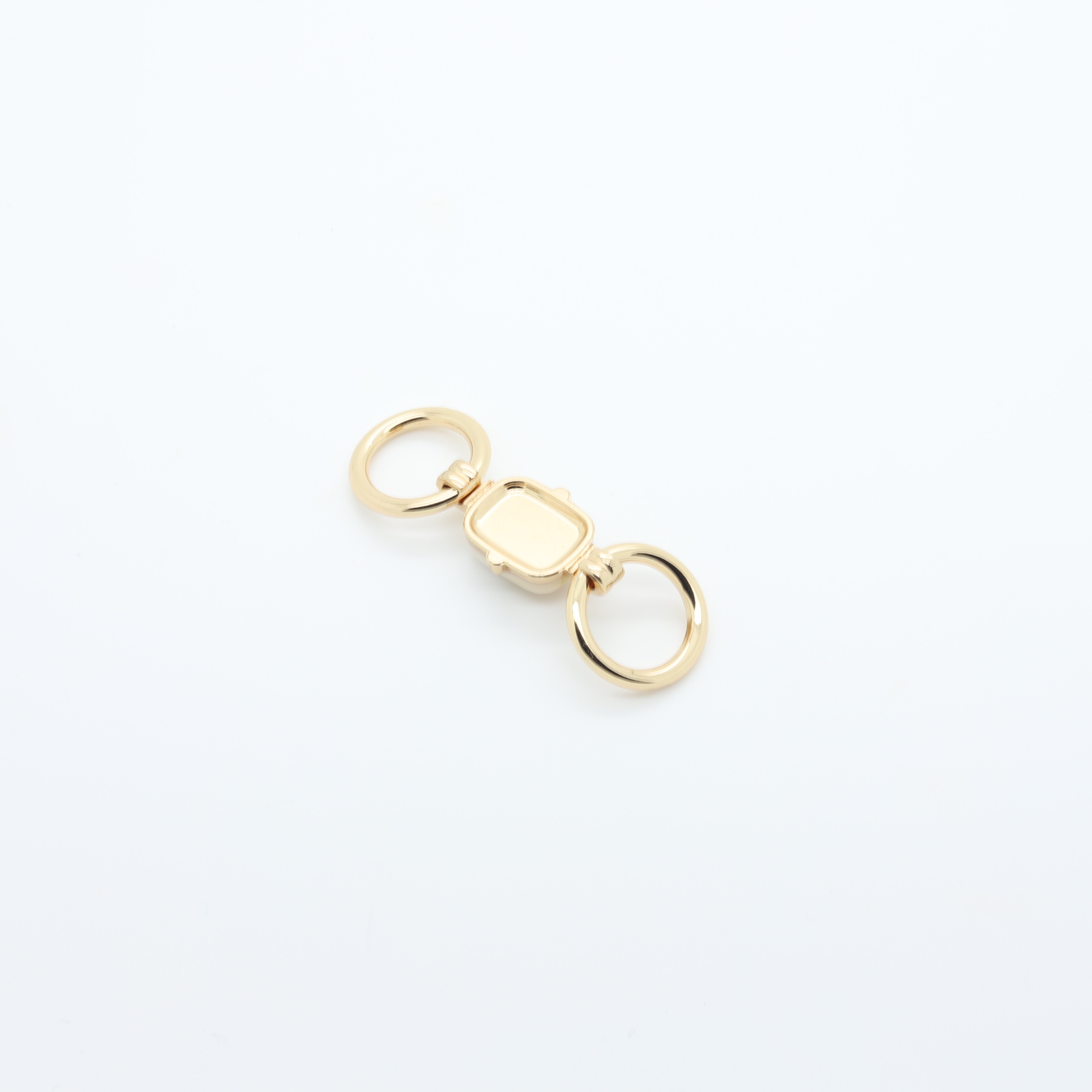 Conector de metal dourado com duas argolas - Pedra natural branca no centro