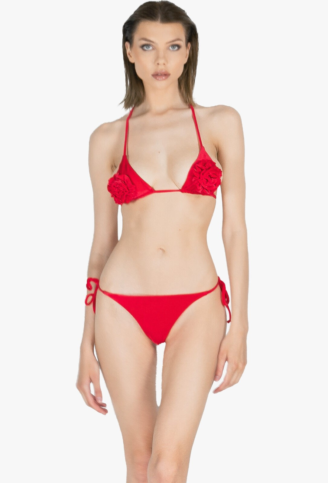 | Dhalia - Bikini en velours rouge à fleurs | D'YRSAN