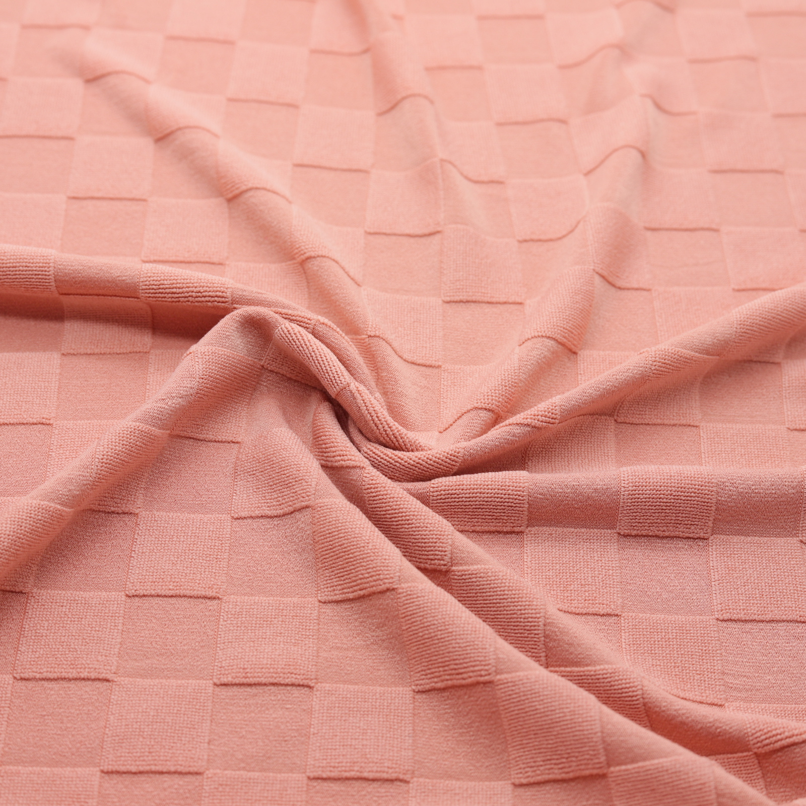 | Solid salmon jacquard knit with small check texture | D'YRSAN