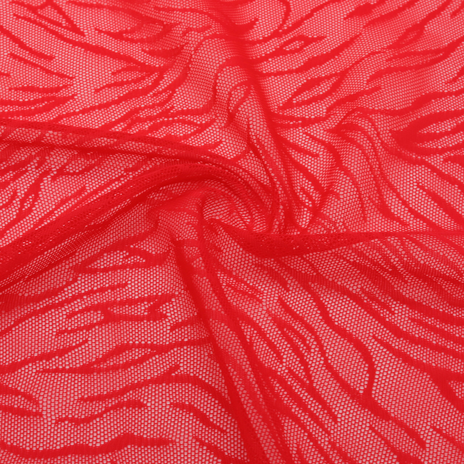 Red nylon elastane jacquard fishnet fabric