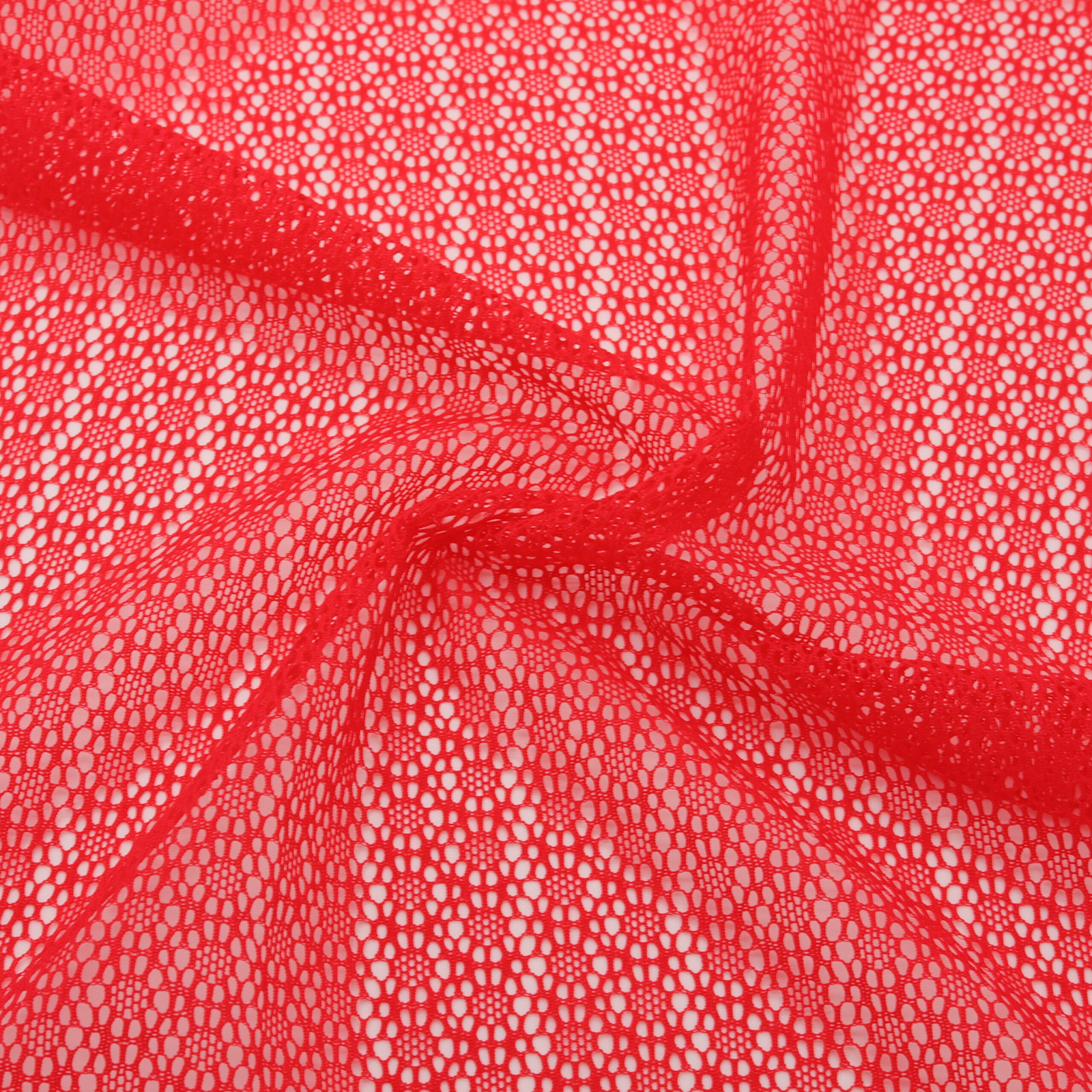 Red jacquard nylon elastane fishnet fabric