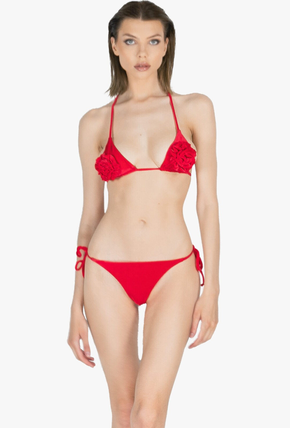Dhalia - Bikini en velours rouge à fleurs, mercerie D'YRSAN