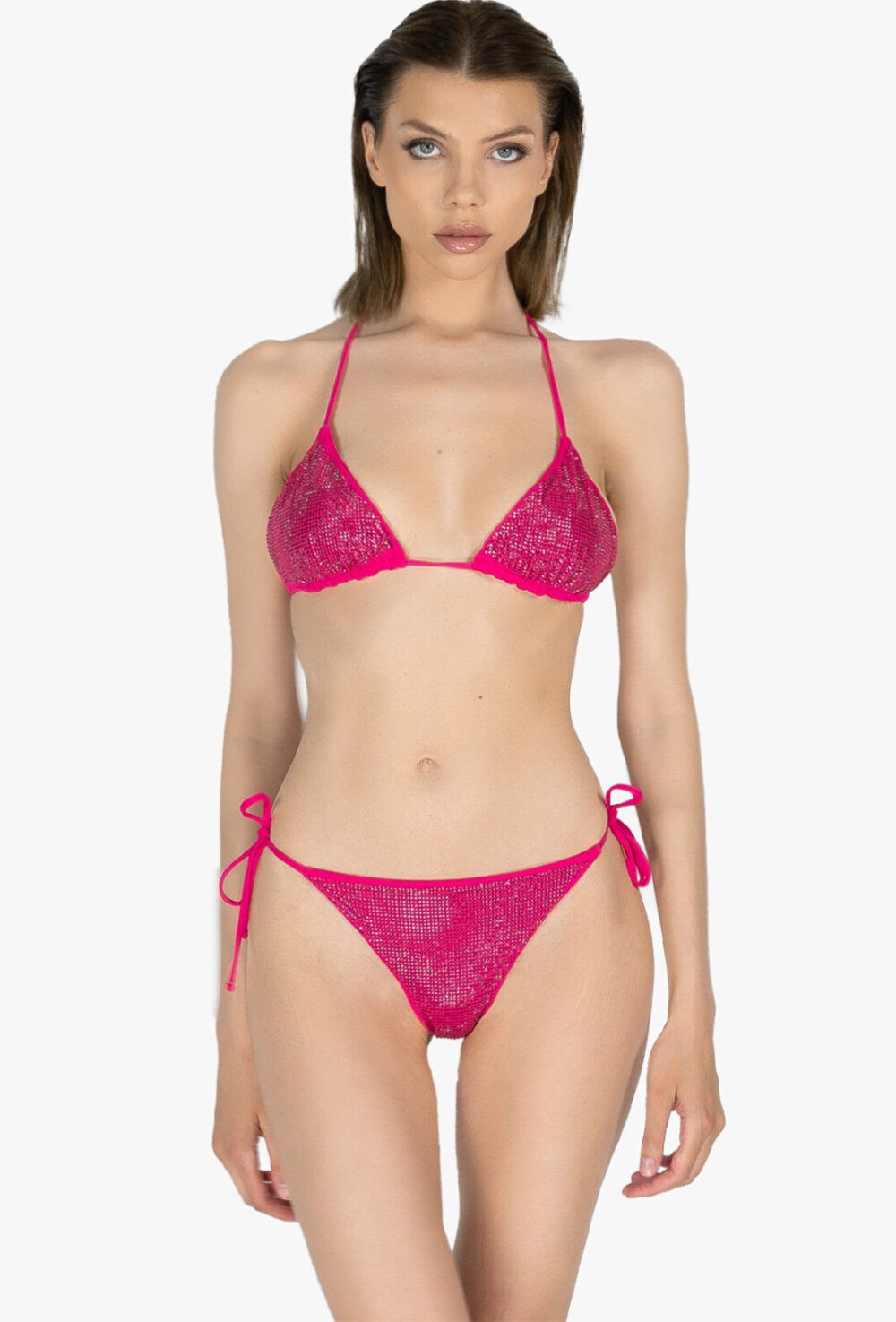 Monaco - Bikini fuchsia à strass, mercerie D'YRSAN