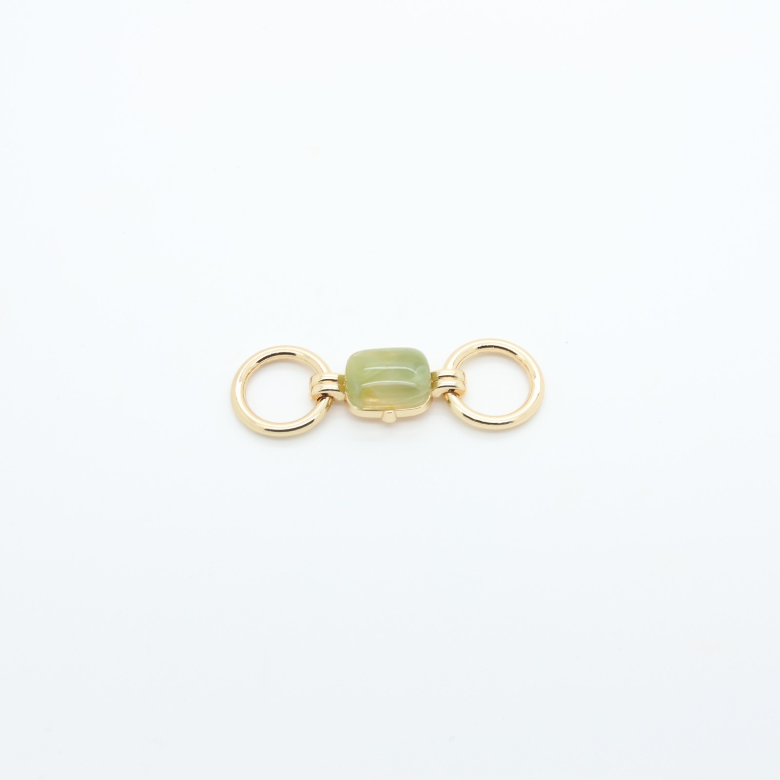 | Gold-plated metal connector with two loops - Green natural stone in the center | D'YRSAN
