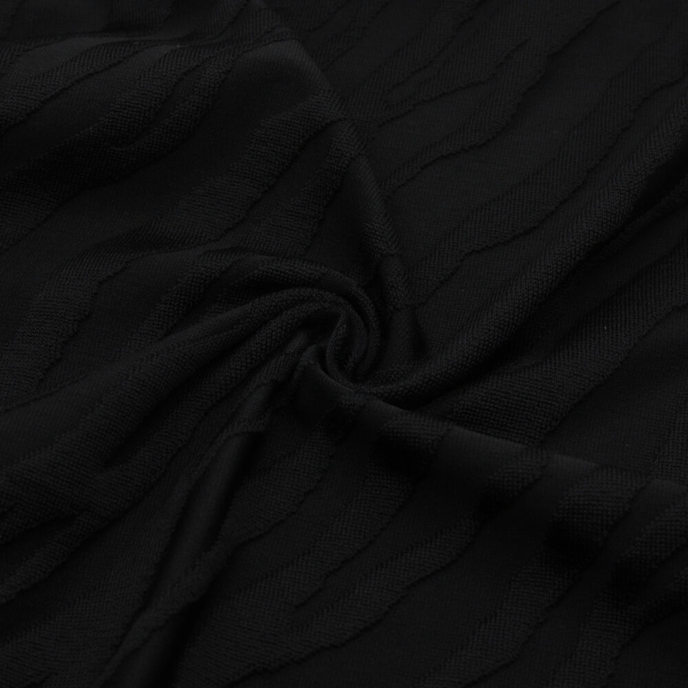 Tissu en maille jacquard texturée à motif zèbre noir (NO MOQ)