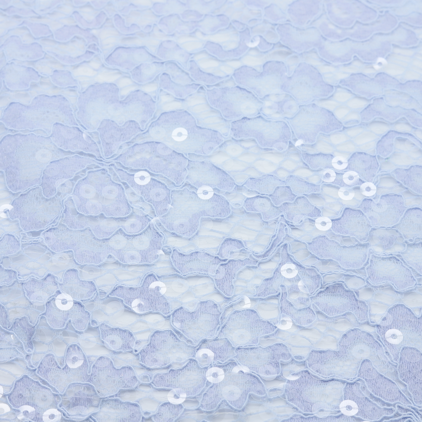 | Baby blue lace fabric with transparent sequins | D'YRSAN