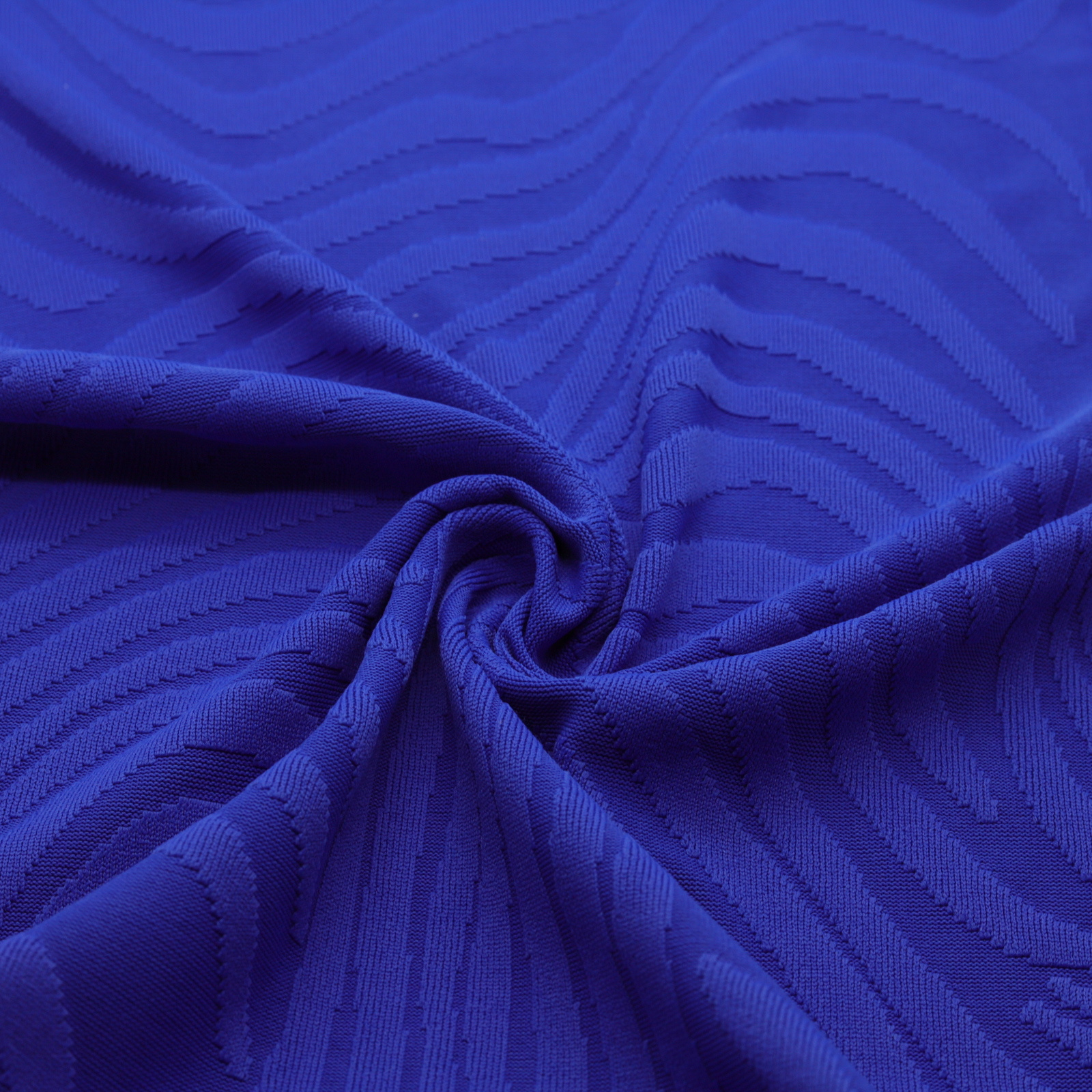 Tissu en maille jacquard bleu roi à motifs de vagues