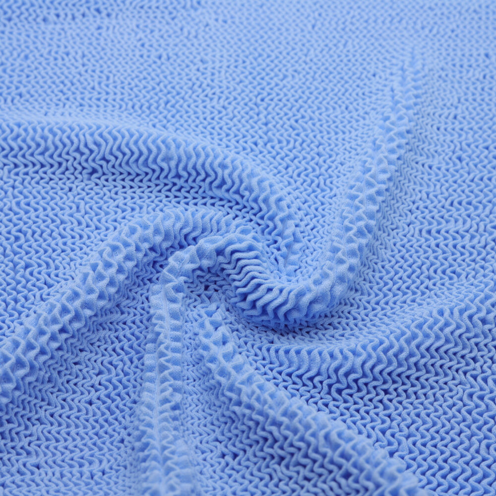 Tissu en éponge épais en relief bleu, mercerie D'YRSAN