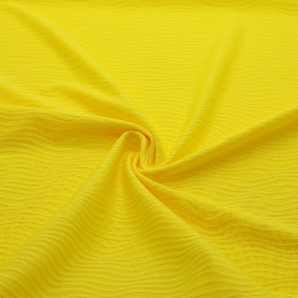 Tissu maille jacquard à rayures ondulées jaunes, mercerie D'YRSAN
