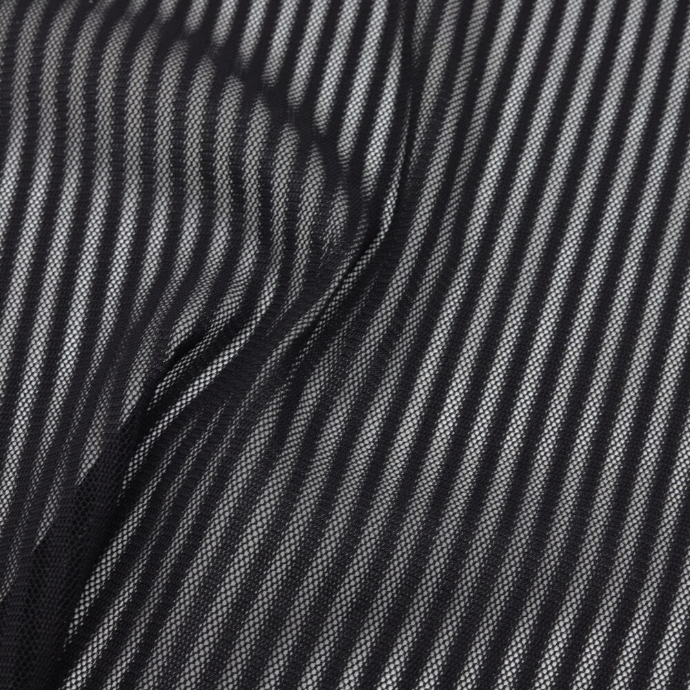 Lightweight black striped stretch jacquard fabric