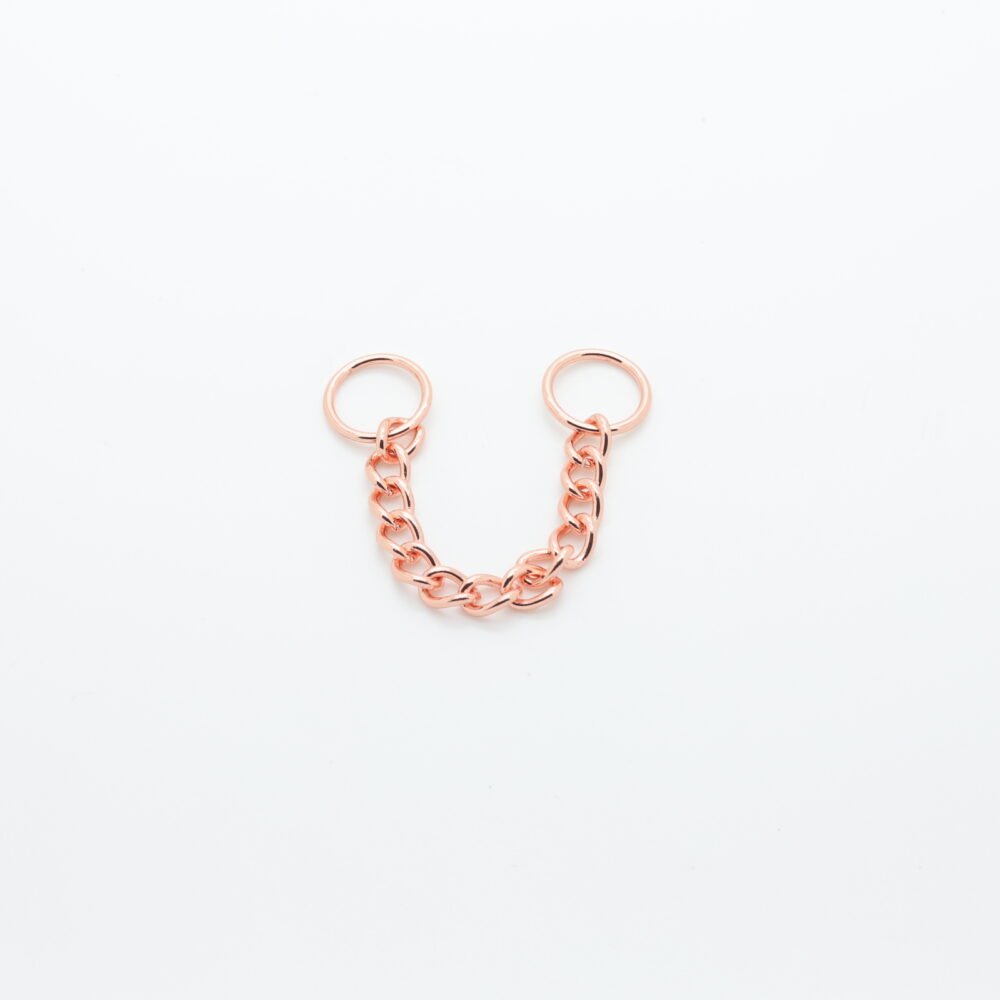 Corrente decorativa para jóias em metal dourado rosa com argolas