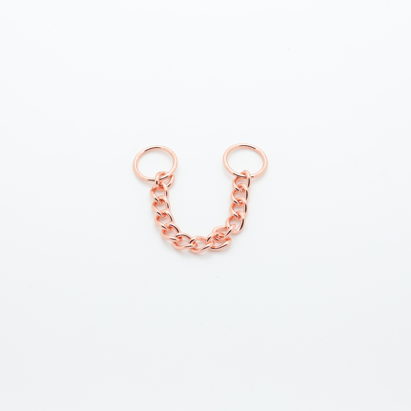 Cadena de bisutería decorativa de metal dorado rosa con anillas
