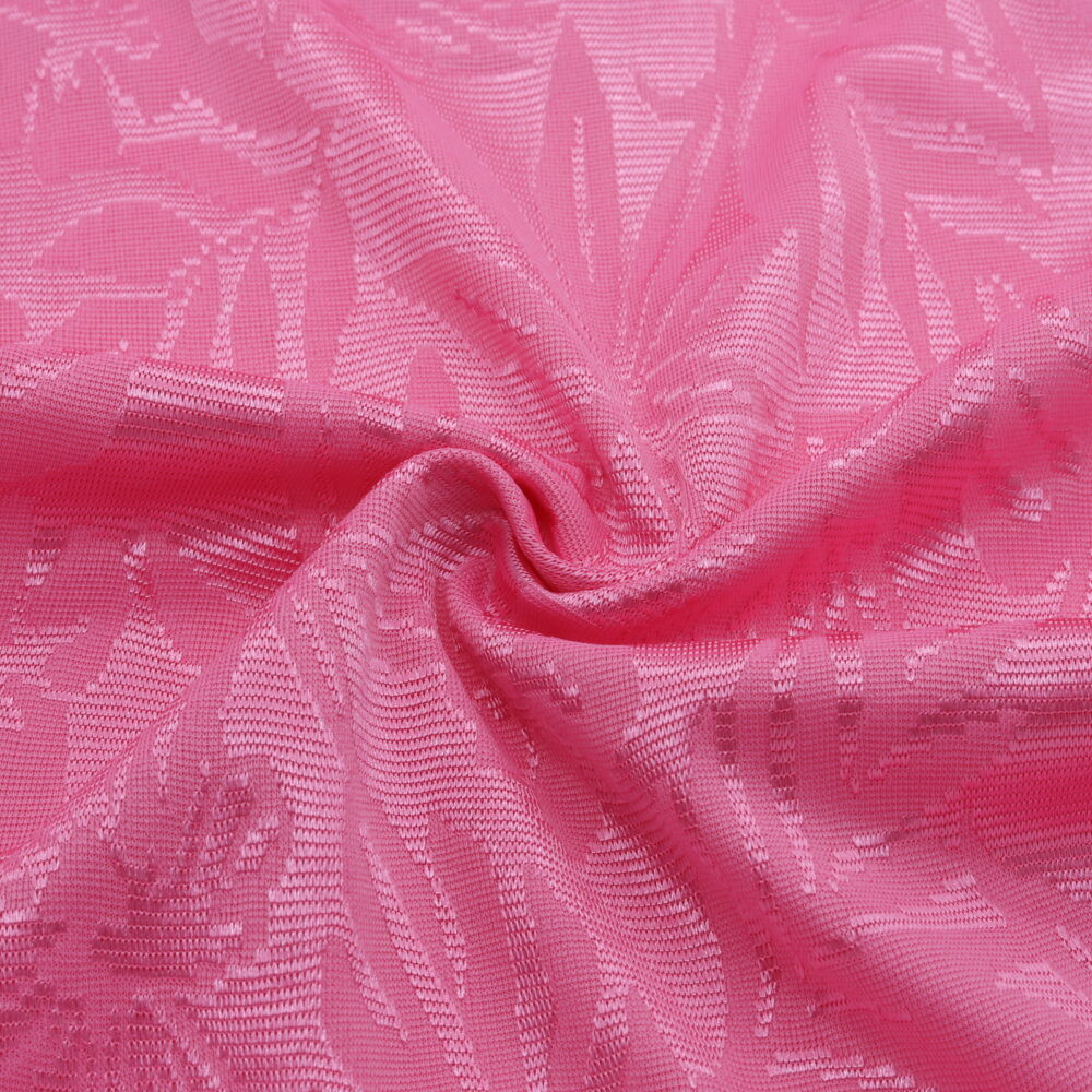 Tessuto jacquard floreale elasticizzato rosa