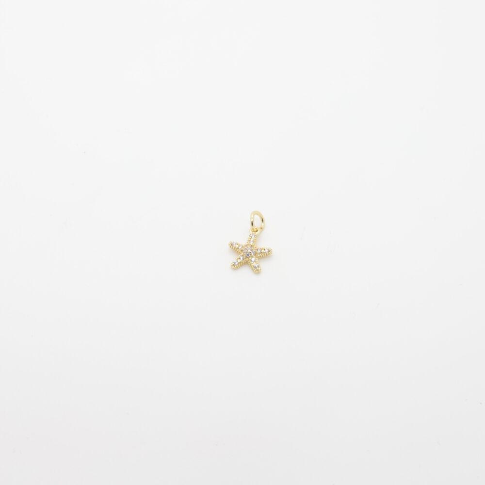 Pendentif en forme d’étoile de mer en métal doré et cristaux