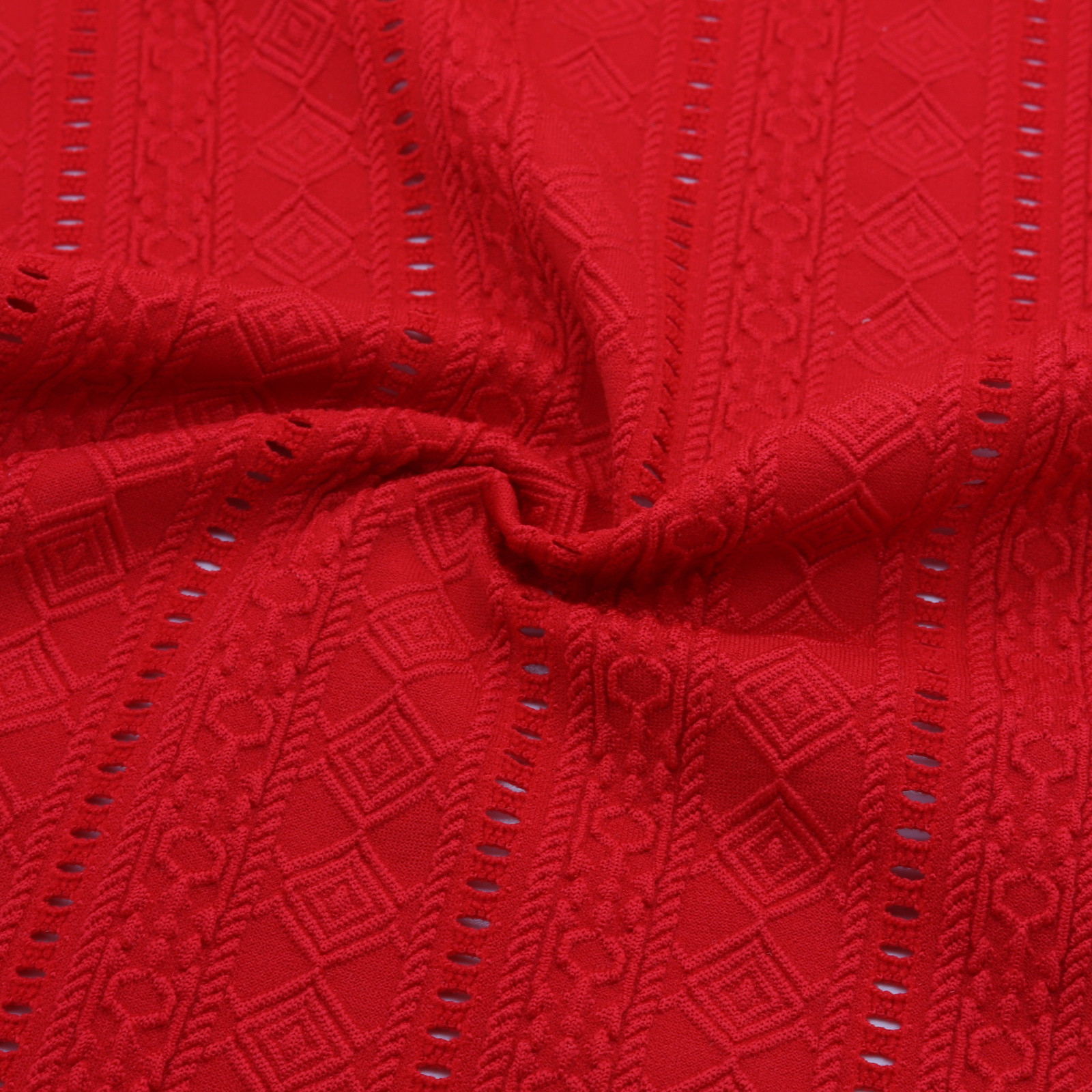 Stretch jacquard fabric with structured geometric pattern - 50M roll | D'YRSAN Stretch jacquard fabric with structured geometric pattern