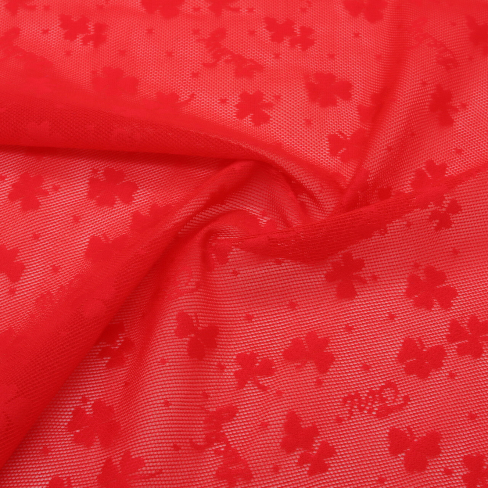 Red jacquard fishnet fabric Lucky patterns nylon elastane - Roll 50M | D'YRSAN Red jacquard fishnet fabric Lucky pattern nylon elastane