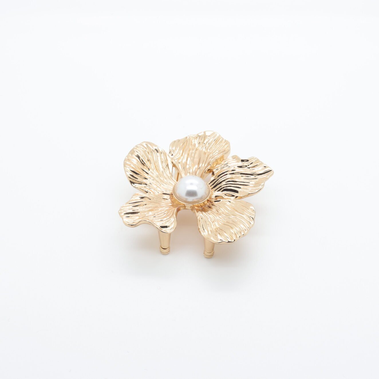 Broche passant fleur hibiscus en métal doré | D'YRSAN | Broche passant fleur hibiscus en métal doré | D'YRSAN