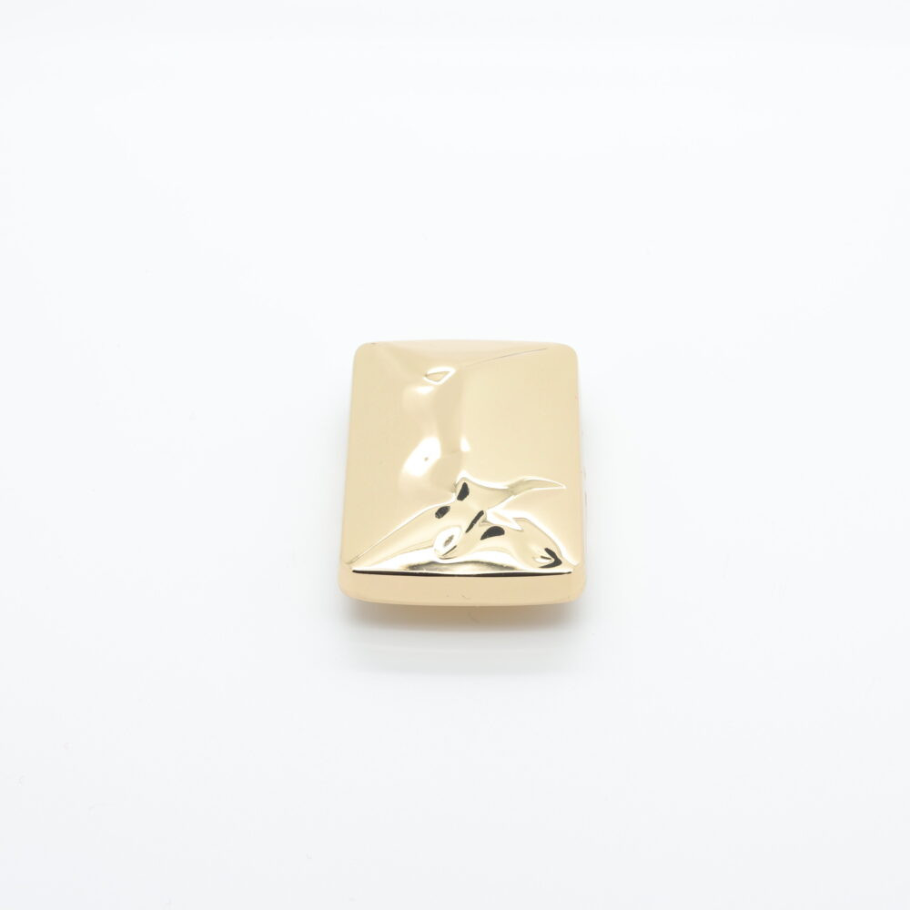 Carved square loop in gilded metal
