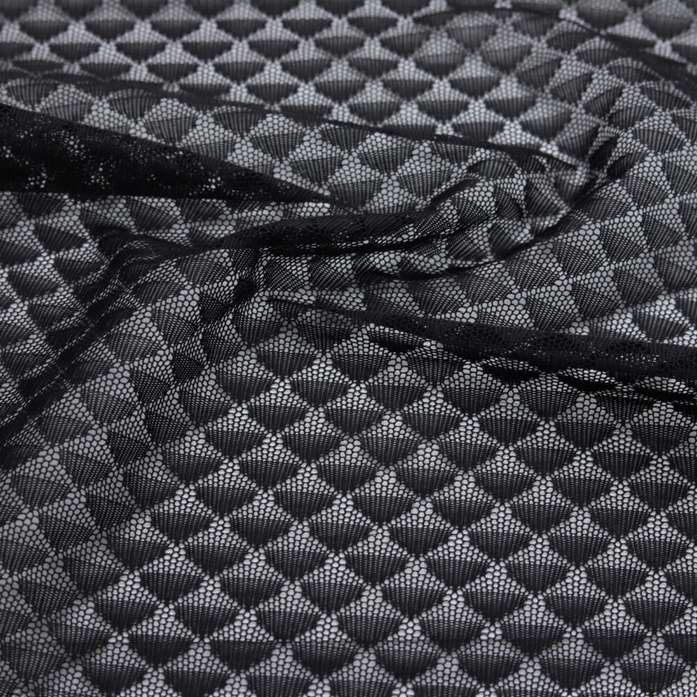 Résille noire à motifs transparents légère et extensible certifiée OEKO-TEX® (rouleau 50 m), mercerie D'YRSAN