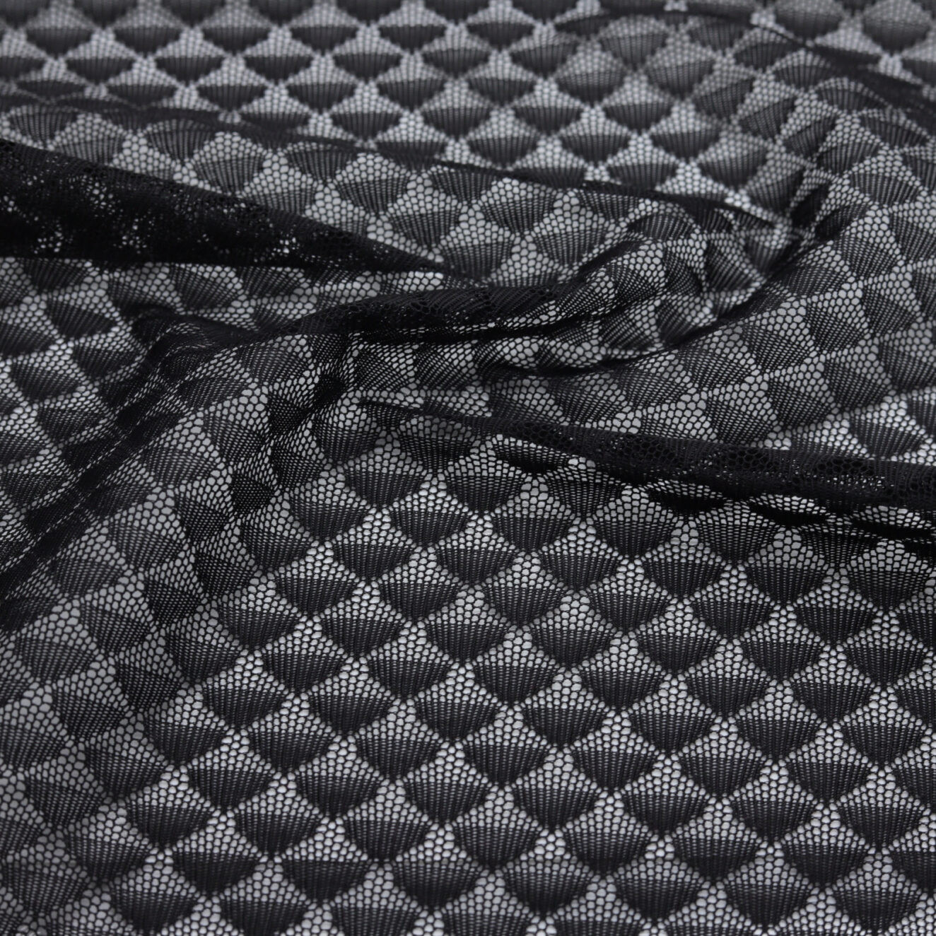 OEKO-TEX® certified light and stretch black fishnet with transparent pattern - 50M roll | D'YRSAN OEKO-TEX®-certified, lightweight, stretchy black fishnet with transparent pattern