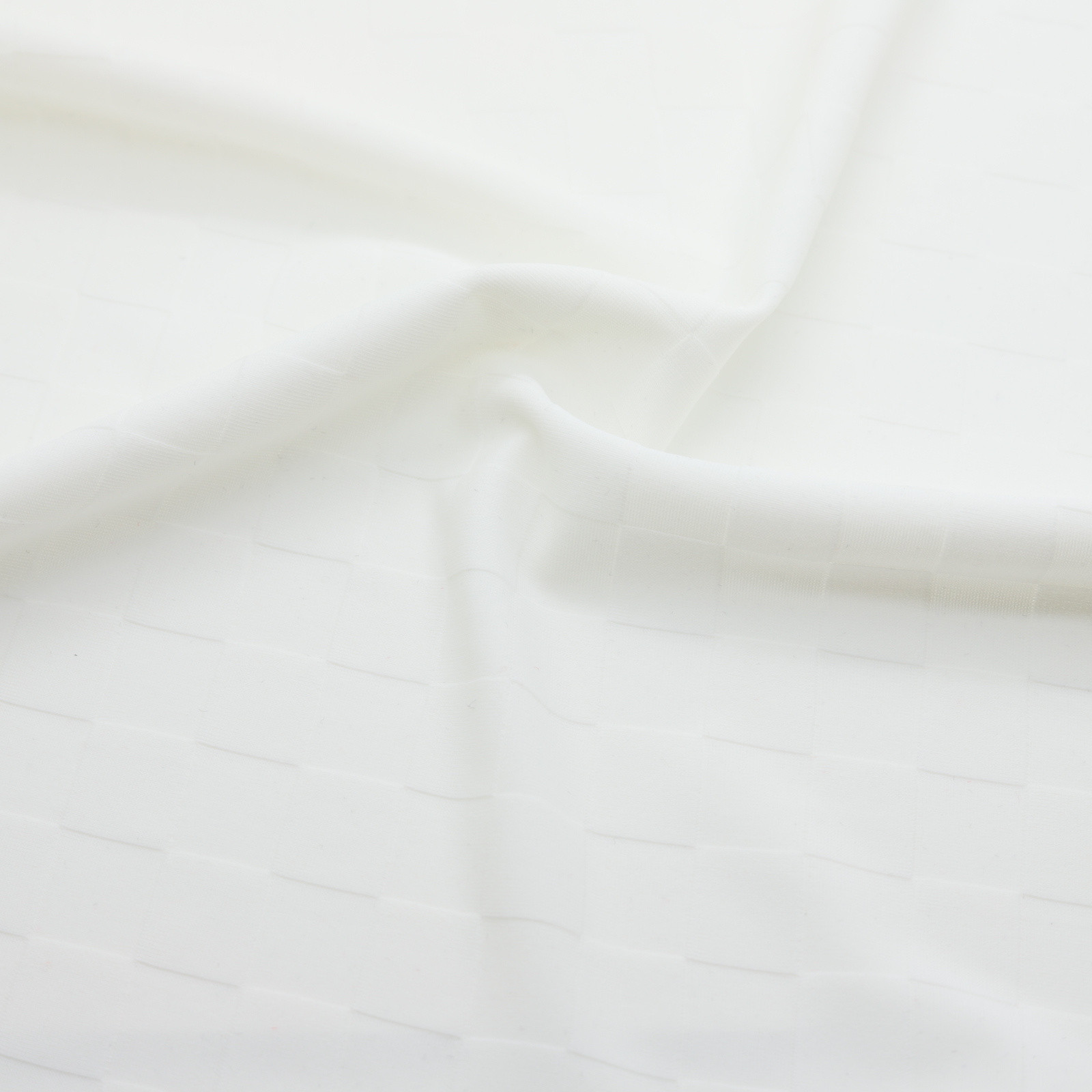 Jacquard texturizado con estampado de cuadros blancos claros (rollo de 50 m) | D'YRSAN Jacquard con textura de cuadros blancos claros