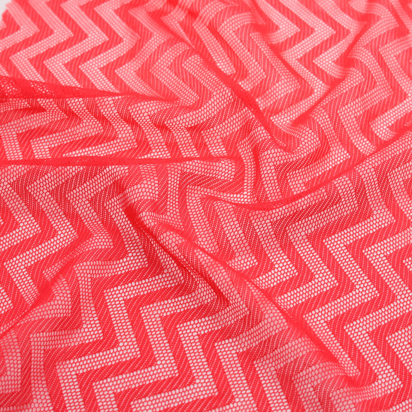 Red stretch graphic jacquard fabric - 50M roll | D'YRSAN Red stretch graphic jacquard knit fabric
