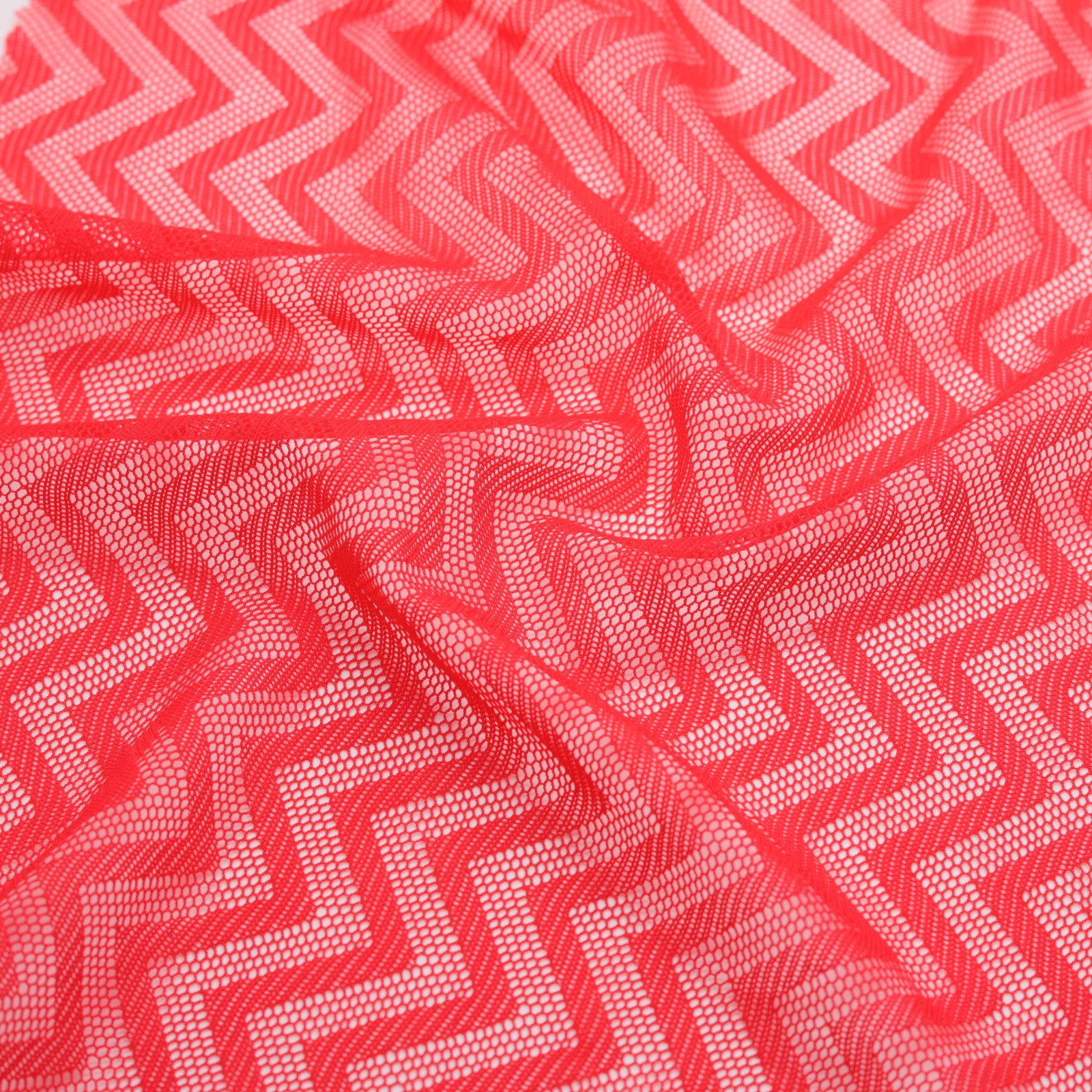 Red stretch graphic jacquard fabric - 50M roll | D'YRSAN Red stretch graphic jacquard knit fabric