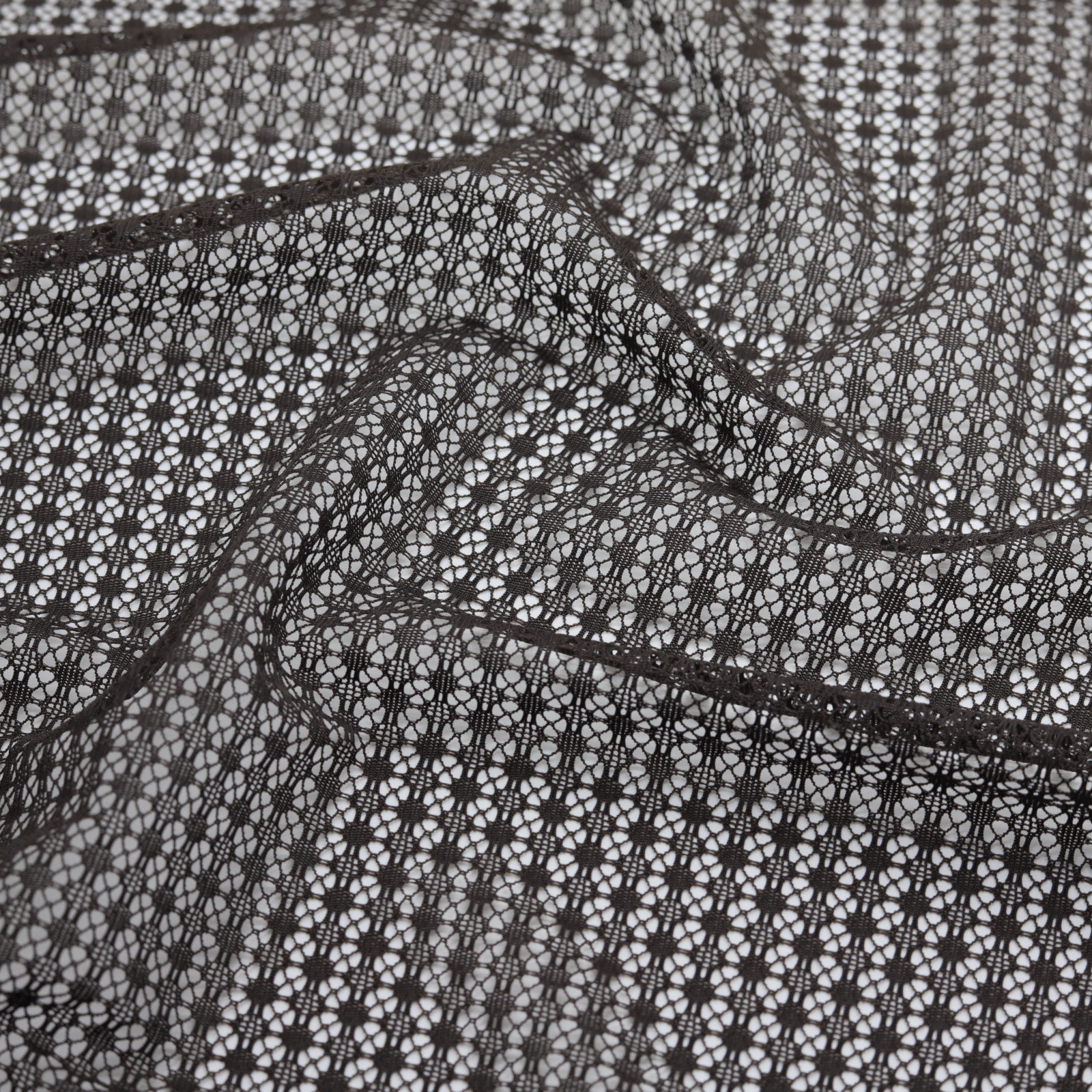 Brown jacquard fishnet with geometric pattern - Roll 50M | D'YRSAN Brown jacquard fishnet with geometric motifs