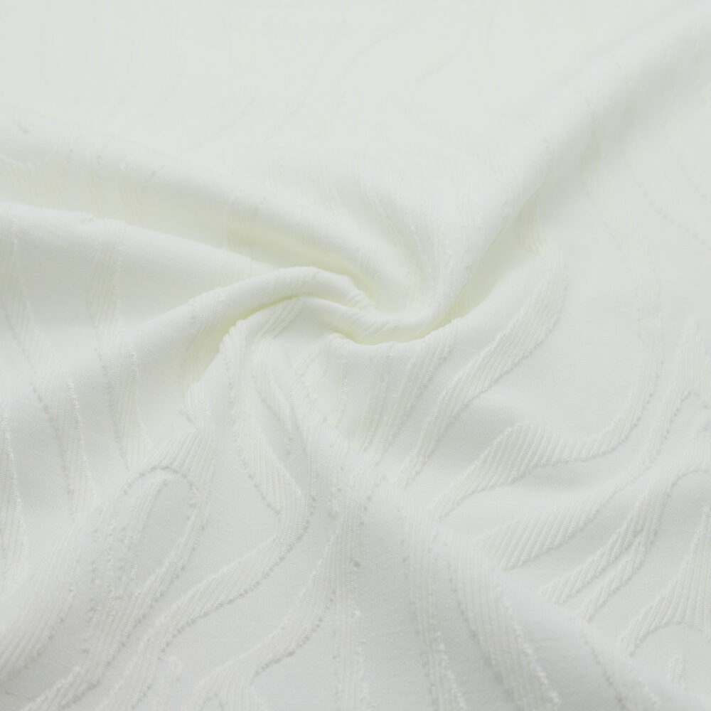 Tissu en jacquard épais extensible texturé blanc à motif zèbre (rouleau 50 m), mercerie D'YRSAN