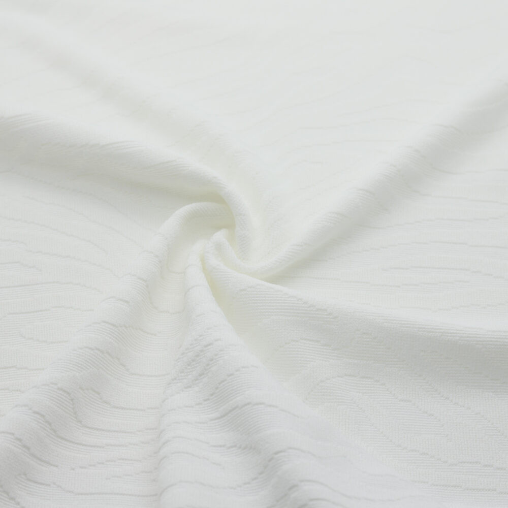 Tissu en jacquard extensible texturé blanc à motif zèbre (rouleau 50 m), mercerie D'YRSAN