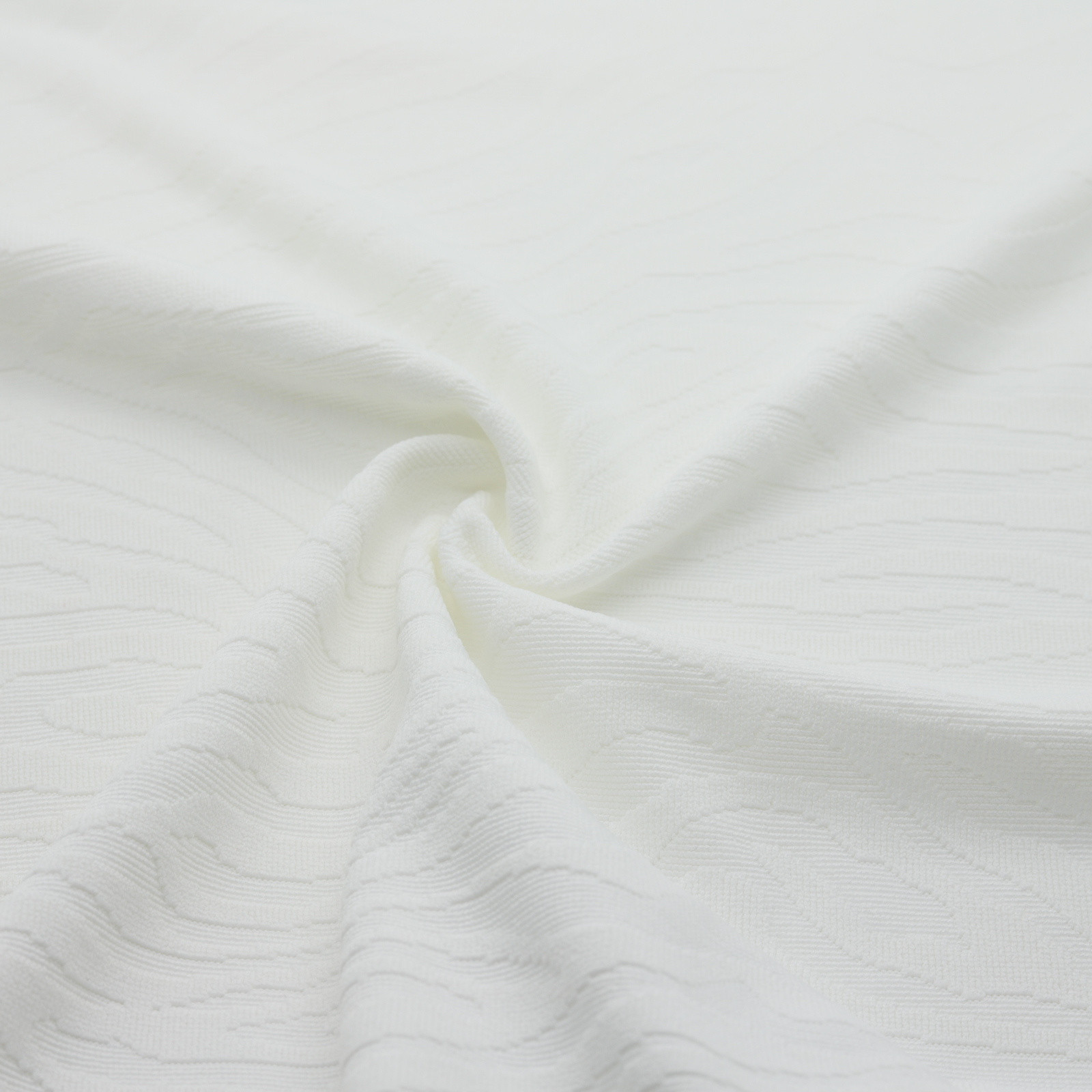 Tessuto jacquard elasticizzato bianco con motivo zebrato