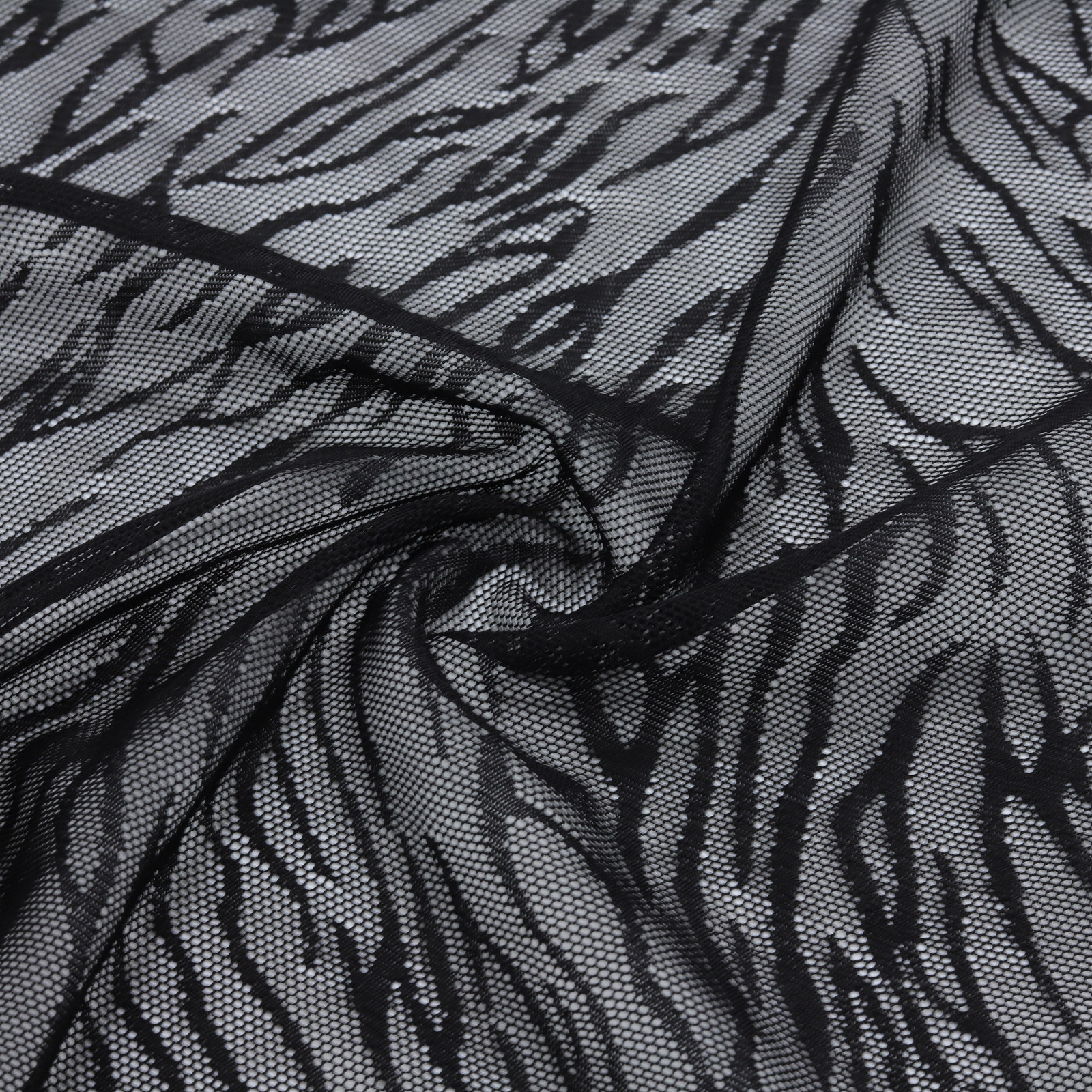 Tissu dentelle résille noir nylon élasthanne motif zèbre | D'YRSAN | Tissu dentelle résille noir nylon élasthanne motif zèbre | D'YRSAN