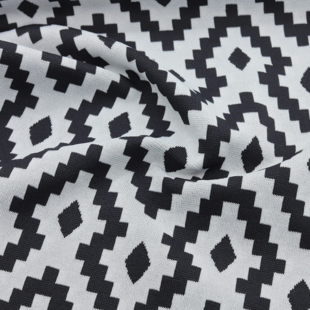 Tissu maillot de bain extensible à motif graphique noir et blanc