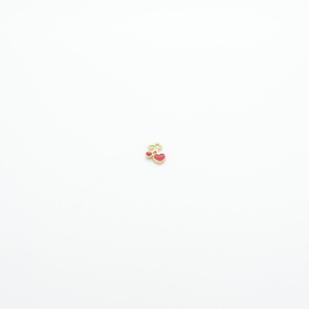 Pendentif cerise en métal doré