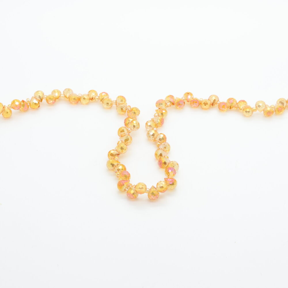 Pierre en verre orange irisée arc-en-ciel goutte ronde – Facetté  4*6mm