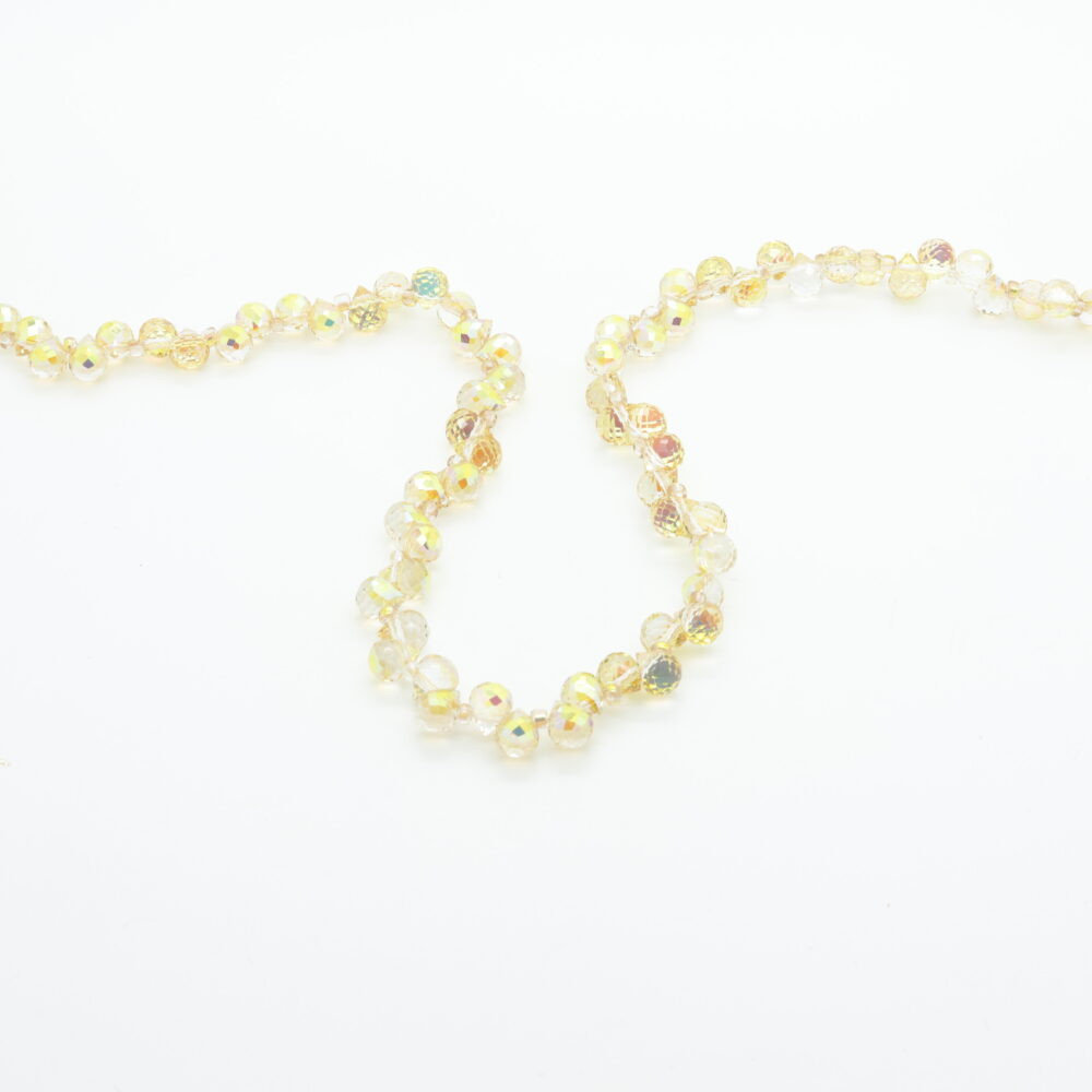 Pierre en verre jaune irisé arc-en-ciel goutte ronde