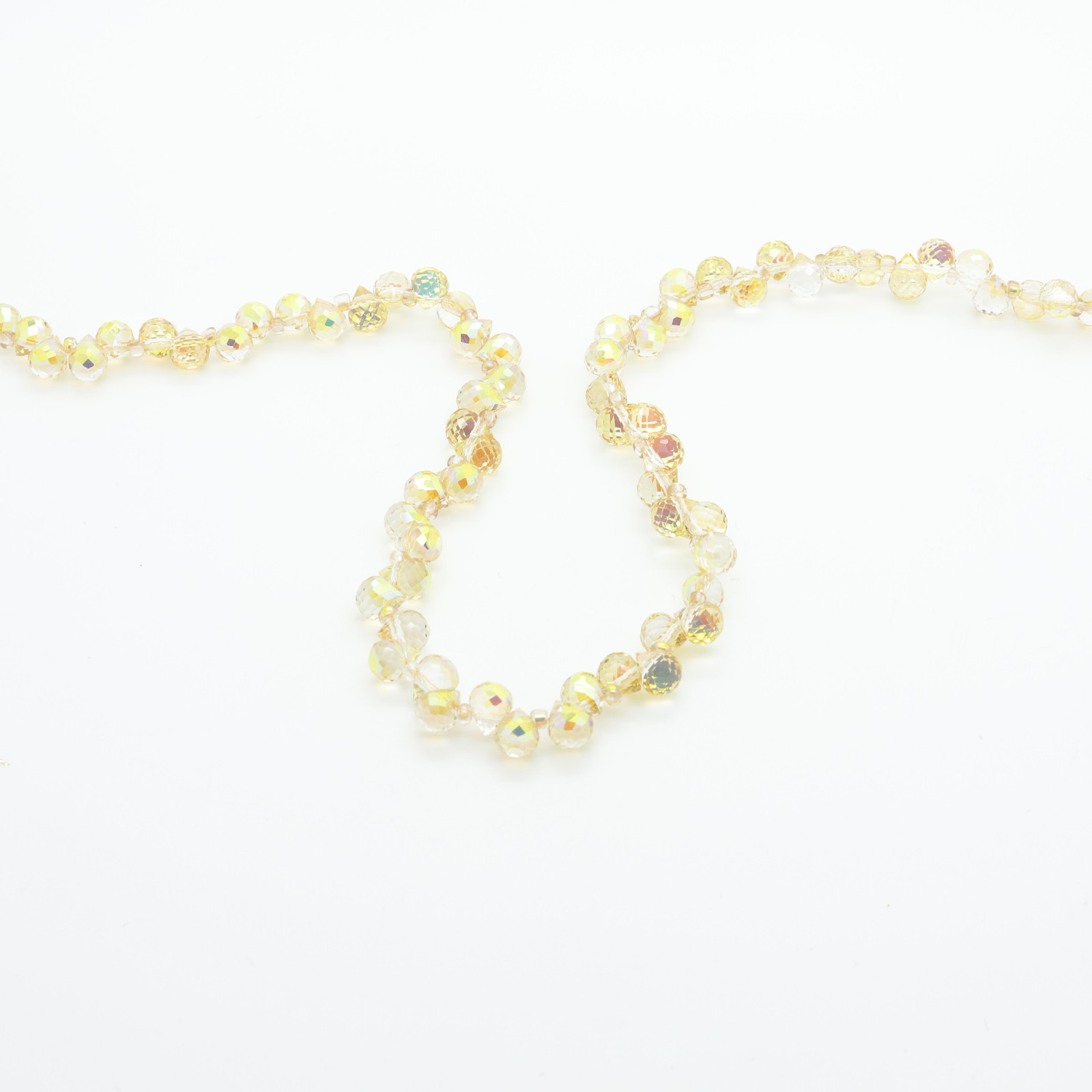 Pierre en verre jaune irisé arc-en-ciel goutte ronde
