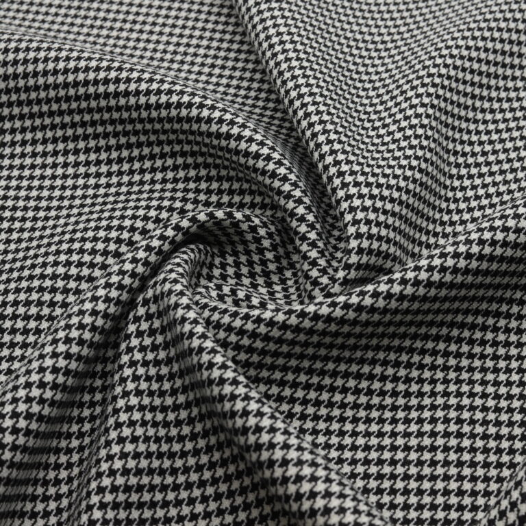 Tissu Pied-de-poule noir et blanc légèrement extensible