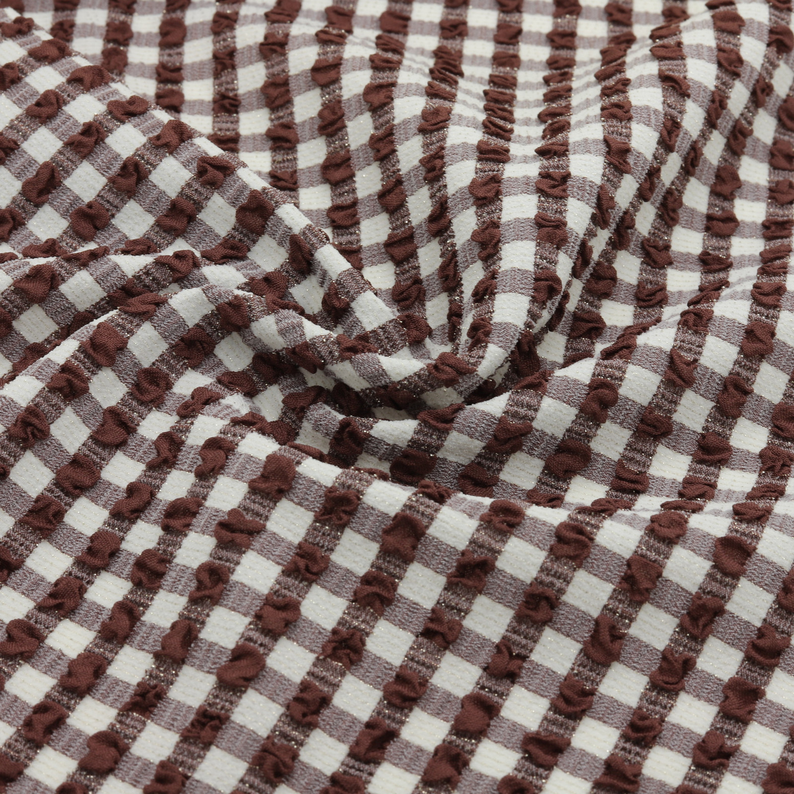 | Chocolate embossed gingham swimsuit fabric | D'YRSAN