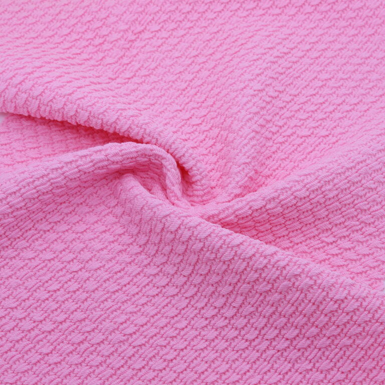 Tissu jacquard nid d&rsquo;abeille épais Rose bonbon
