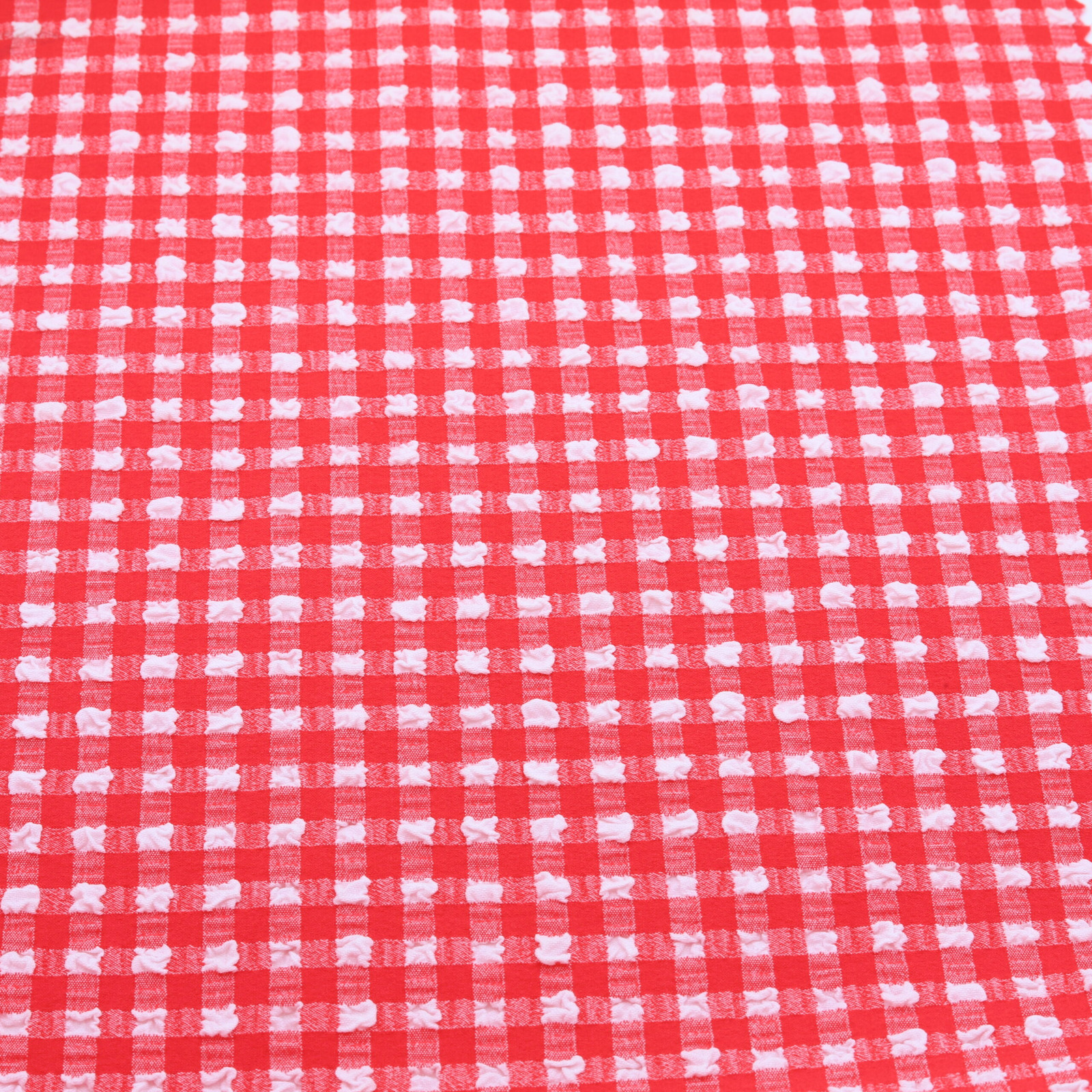 | Red embossed gingham swimsuit fabric | D'YRSAN