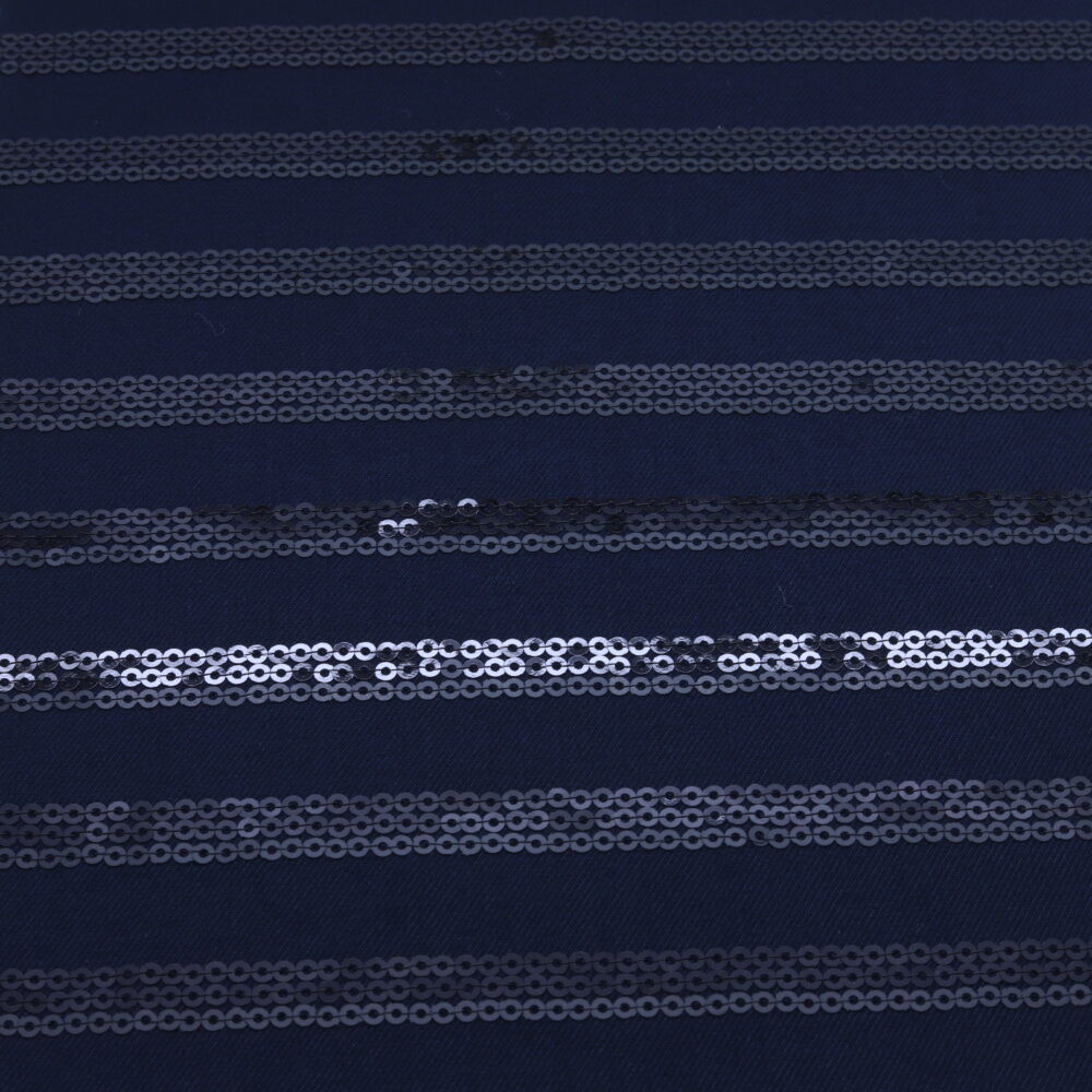 Tissu rayé de sequins Bleu nuit, mercerie D'YRSAN